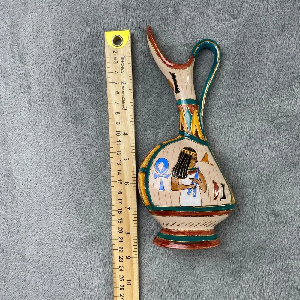 VTG‎ S Volpi Deruta Italian Ceramic Egyptian Pitcher Jug 1940'sHand Painted RARE